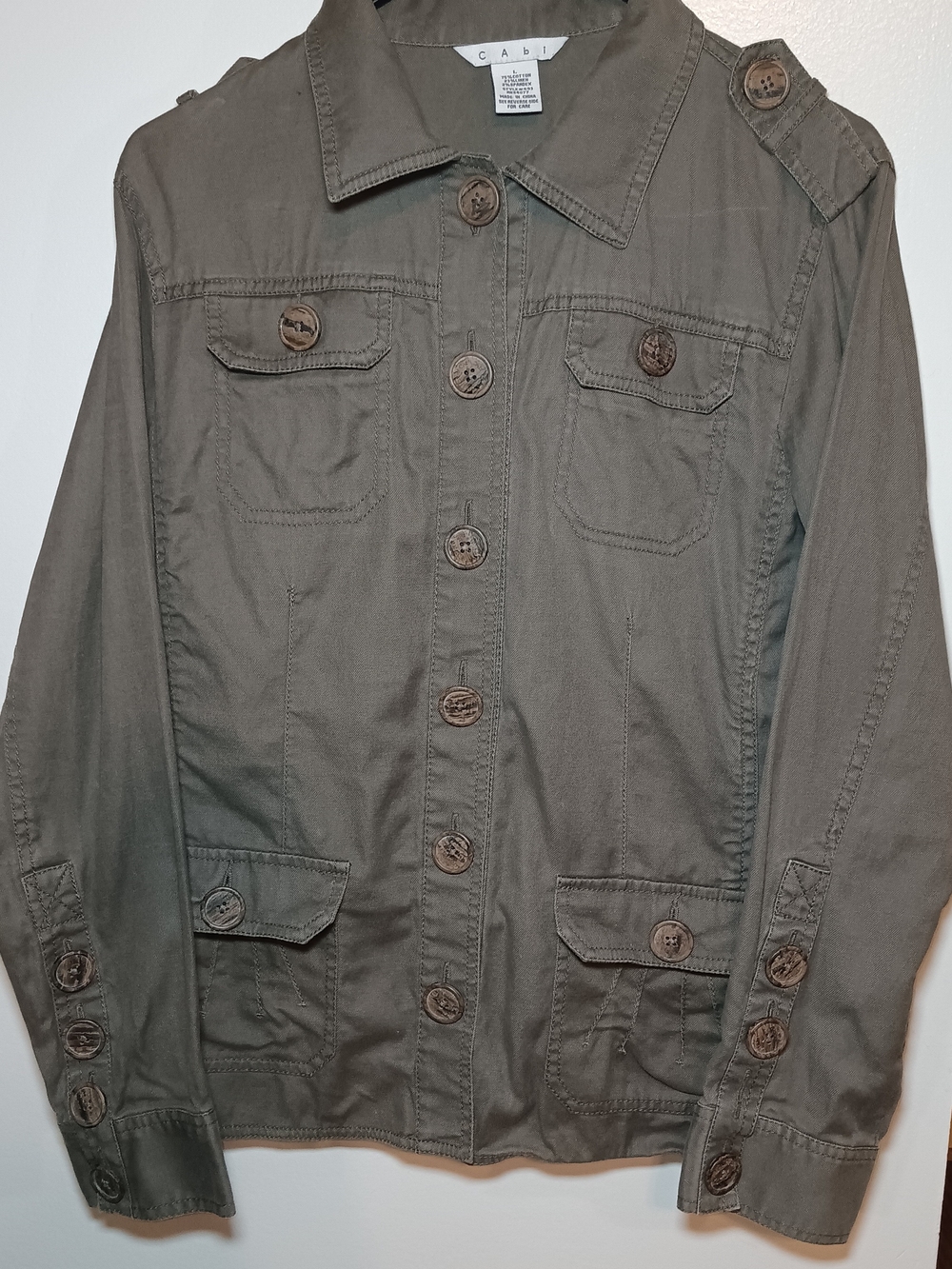 CAbi Olive Green Military-Style Utility Jacket